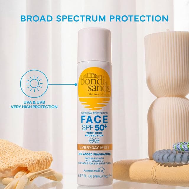 Bondi Sands Face SPF 50+ Fragrance Free Sunscreen Mist 79ml - gallery image 2
