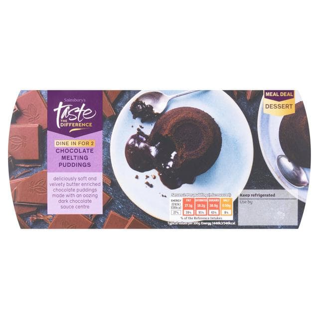 Sainsbury's Chocolate Melting Puddings, Taste the Difference 2x155g - gallery image 1