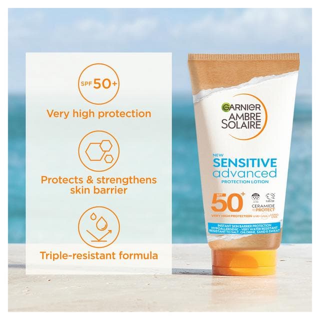 Garnier Ambre Solaire 175ml SPF 50+ Sensitive Sun Cream Lotion - gallery image 2