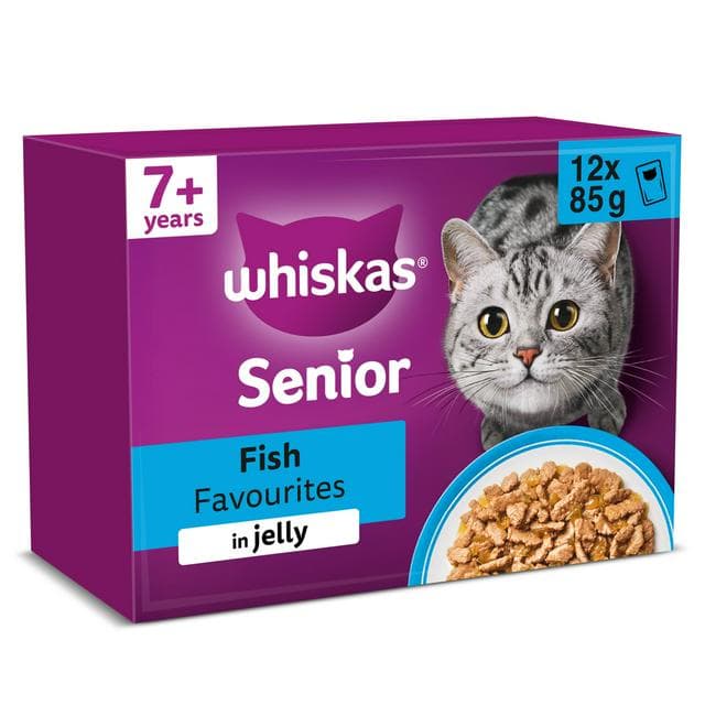 Whiskas 7+ Fish Favourites in Jelly Senior Wet Cat Food Pouches 12 x 85g - gallery image 1