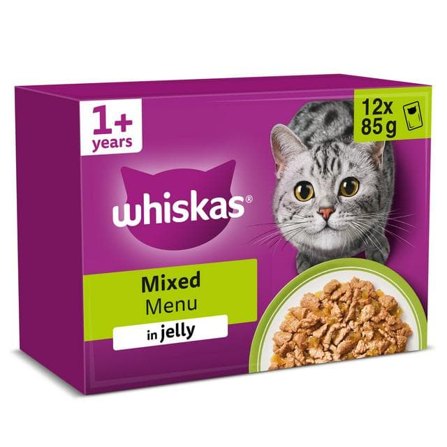 Whiskas 1+ Mixed Menu in Jelly Adult Wet Cat Food Pouches 12 x 85g - gallery image 1