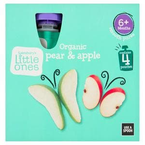 Sainsbury's Little Ones Organic Pear & Apple 6+ Months 4x70g