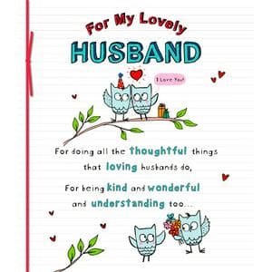 Carlton For My Lovely Husband Happy Birthday Oodles of Doodles Owl Character Design Greeting Card