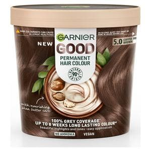Garnier Good Permanent No Ammonia Formula 100% Grey Coverage 5.0 Coffee Roast Brown Hair Dye