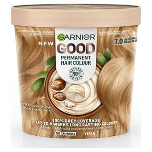 Garnier Good Permanent No Ammonia Formula 100% Grey Coverage 7.0 Almond Creme Dark Blonde Hair Dye