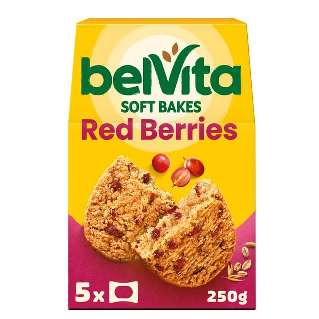 Belvita 5 x 50g Soft Bakes Multipack Red Berries Cereal Snack Bars - gallery image 1