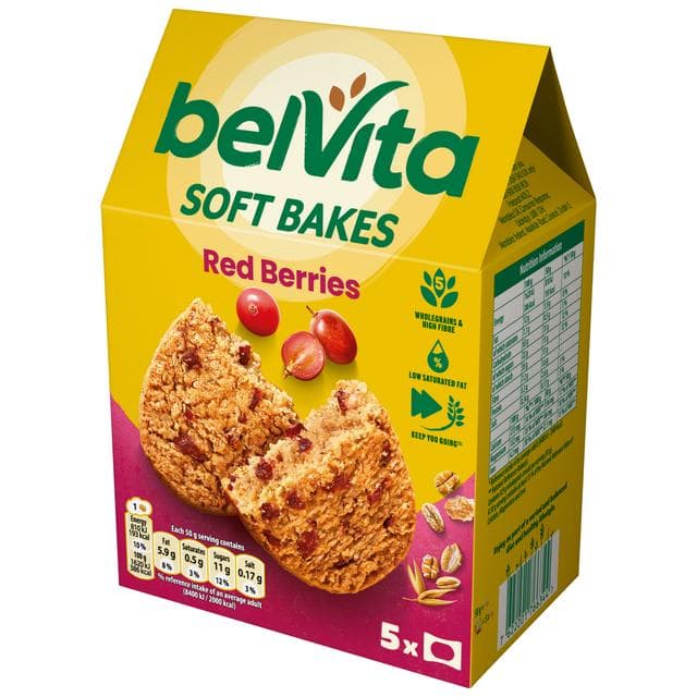 Belvita 5 x 50g Soft Bakes Multipack Red Berries Cereal Snack Bars - gallery image 3