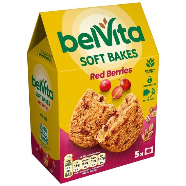 Belvita 5 x 50g Soft Bakes Multipack Red Berries Cereal Snack Bars - gallery image 4