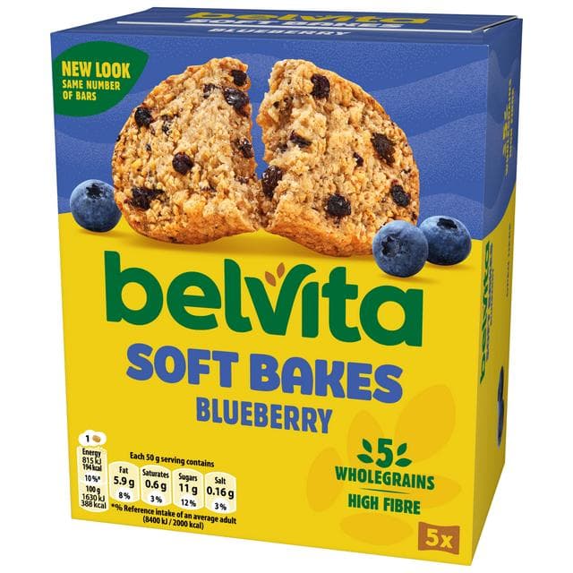 Belvita 5 x 50g Soft Bakes Multipack Blueberry Cereal Snack Bars - gallery image 3