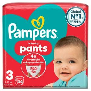 Pampers Baby Dry Nappy Pants Essential Pack Nappies Size 3, 6-11kg x44