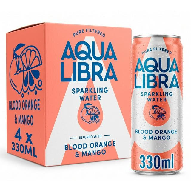 Aqua Libra Sparkling Water Infused with Blood Orange & Mango 4x330ml - gallery image 1