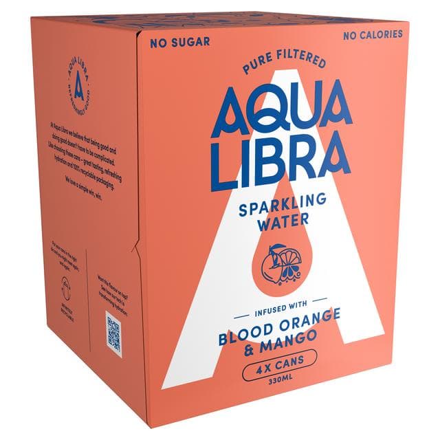Aqua Libra Sparkling Water Infused with Blood Orange & Mango 4x330ml - gallery image 2