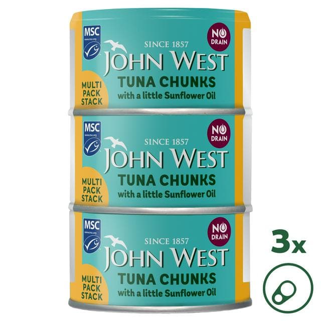 John West No Drain Tuna Chunks with a Little Sunflower Oil MSC 3x100g - gallery image 1