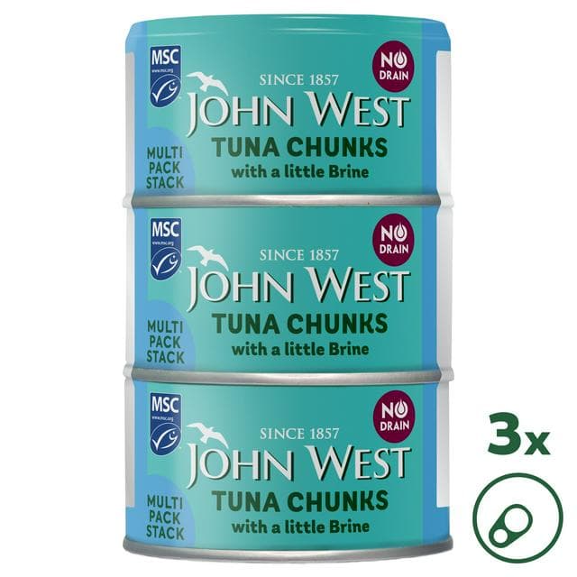 John West No Drain Tuna Chunks with a Little Brine MSC 3x100g - gallery image 1
