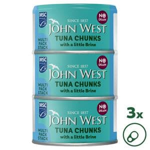John West No Drain Tuna Chunks with a Little Brine MSC 3x100g
