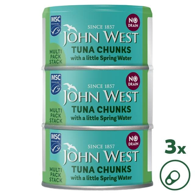John West No Drain Tuna Chunks with a Little Spring Water MSC 3x100g - gallery image 1