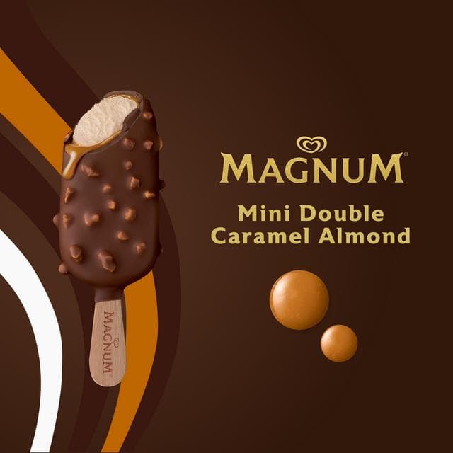Magnum Mini Double Caramel Almond & Gold Caramel Billionaire Ice Cream Sticks 6x55ml - gallery image 4