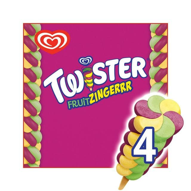 Wall's Twister Fruit Zingerrr Lemon Apple & Blueberry Flavoured Fruit Ice Lollies 4x70ml - gallery image 1