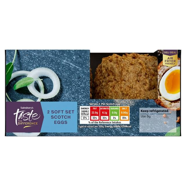 Sainsbury's Soft Set Scotch Eggs, Taste the Difference x2 260g - gallery image 1