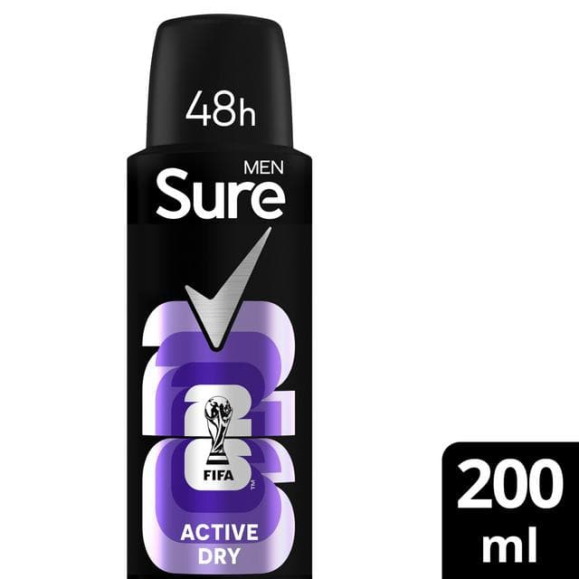 Sure Men 200ml Active Dry 48h Antiperspirant Aerosol Deodorant - gallery image 1