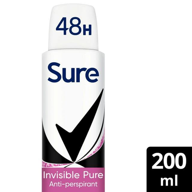 Sure Women 200ml Invisible Pure 48h Antiperspirant Aerosol Deodorant - gallery image 1