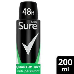 Sure Men 200ml Quantum Dry 48h Antiperspirant Aerosol Deodorant