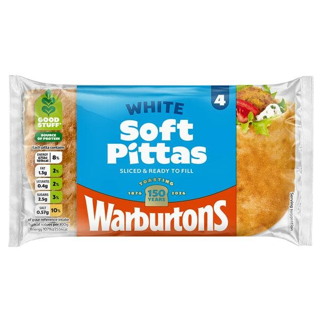 Warburtons White Soft Pittas x4 - gallery image 1
