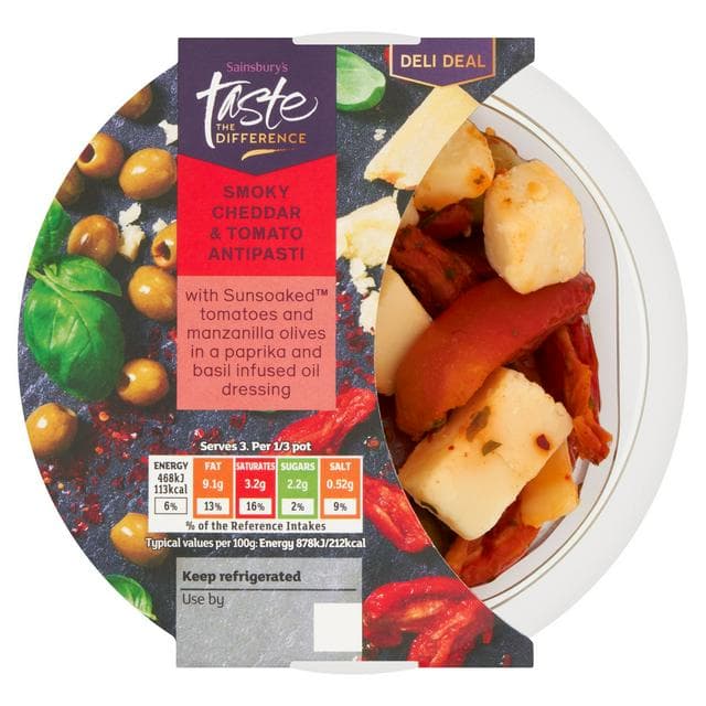 Sainsbury's Smoky Cheddar & Tomato Antipasti, Taste the Difference 160g - gallery image 1