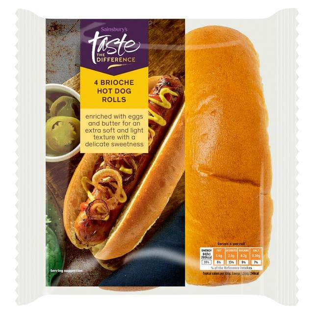 Sainsbury's 4 x Brioche Hot Dog Rolls, Taste the Difference - gallery image 1