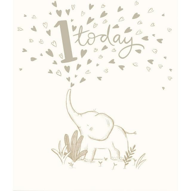 Sainsbury's Happy 1st Birthday Card Elephant Milestone Activity Keepsake Greeting Card - gallery image 1