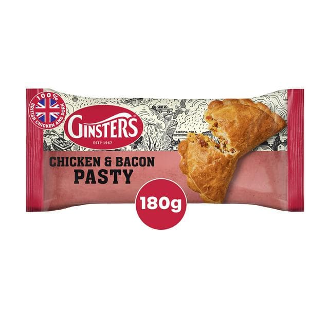 Ginsters Chicken & Bacon Pasty 180g - gallery image 1