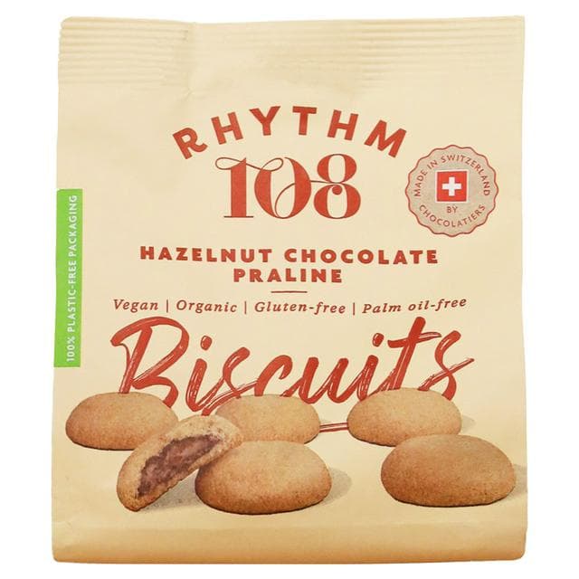 Rhythm 108 Vegan Hazelnut Chocolate Praline Biscuit Share Bag 135g - gallery image 1