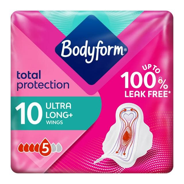 Bodyform Cour V Ultra Long Sanitary Towels Wings x10 - gallery image 1