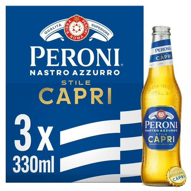 Peroni Nastro Azzurro Stile Capri Beer Lager Bottles 3x330ml - gallery image 1