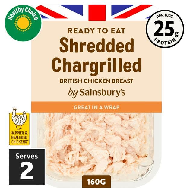 Sainsbury's Chargrilled Shredded British Chicken Breast 160g (Ready to Eat) - gallery image 1
