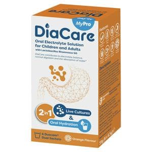 Diacare Oral Electrolyte Solution for Children & Adults Orange Flavour 6x6.5g