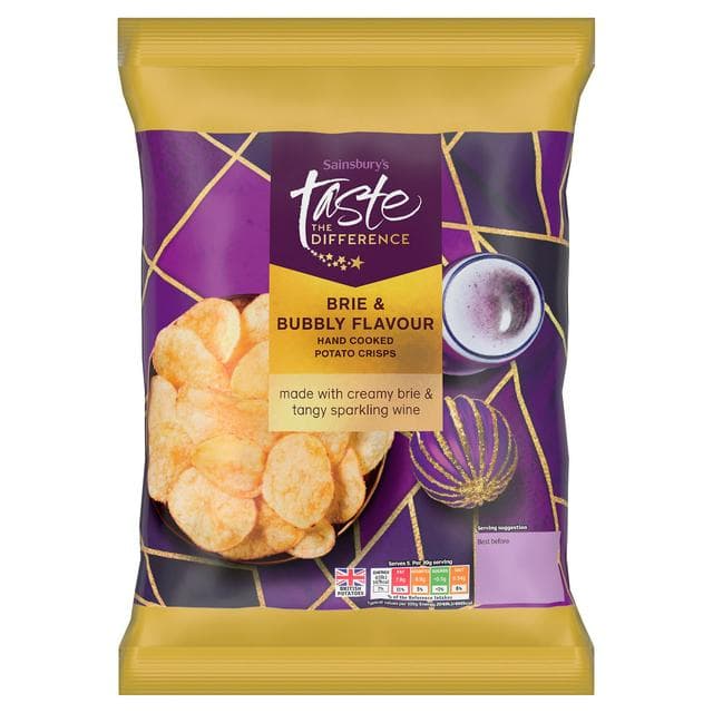 Sainsbury's Brie & Bubbly Flavour Hand Cooked Potato Crisps, Taste the Difference 150g - gallery image 1