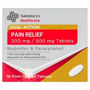Sainsbury's Healthcare Dual Action Pain Relief Ibuprofen & Paracetamol Film Coated Tablets x16