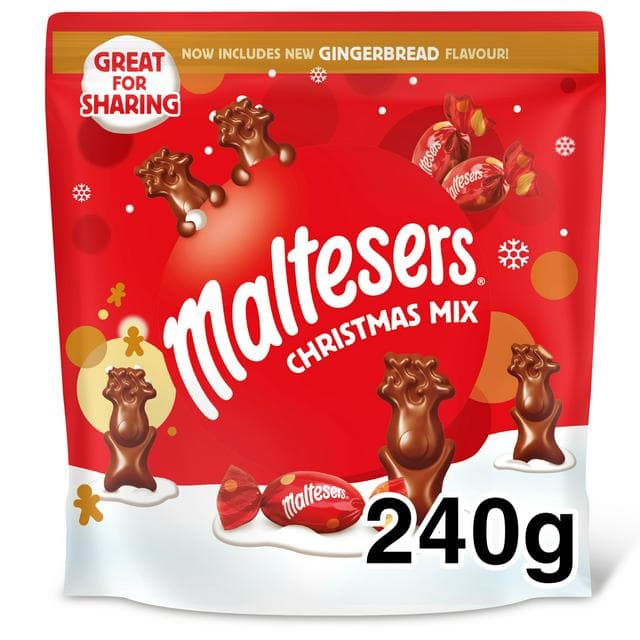 Maltesers 240g Milk Chocolate & Gingerbread Christmas Pouch - gallery image 1