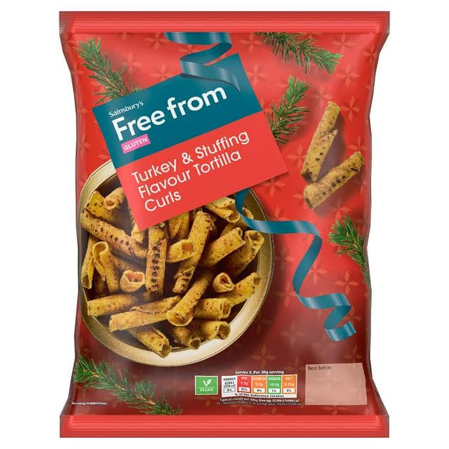 Sainsbury's Free From Turkey & Stuffing Flavour Tortilla Curls 150g - gallery image 1