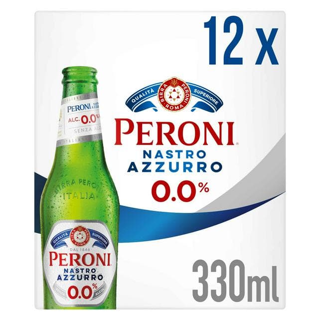Peroni Nastro Azzurro 0.0% Alcohol Free Beer 12 x 330ml - gallery image 1
