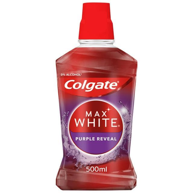 Colgate Max White Purple Reveal Mouthwash Alcohol Free 500ml - gallery image 1