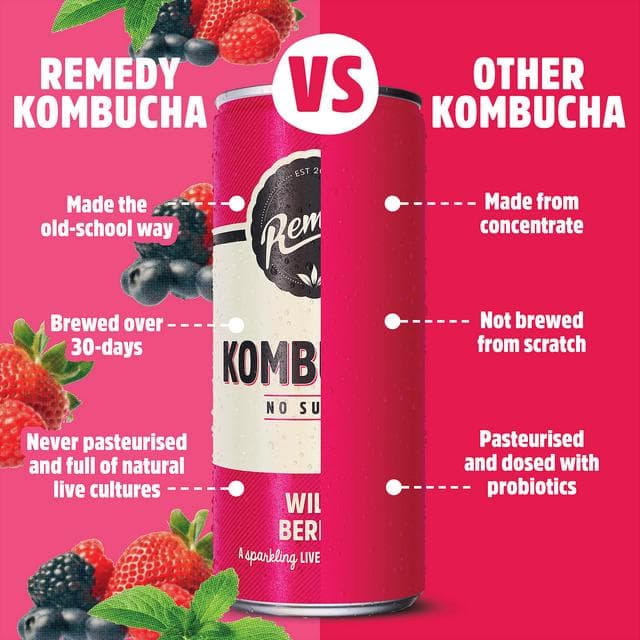 Remedy Wild Berry Kombucha 4x330ml - gallery image 4