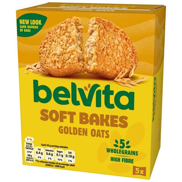 Belvita 5 x 50g Soft Bakes Multipack Golden Oats Cereal Snack Bars - gallery image 3