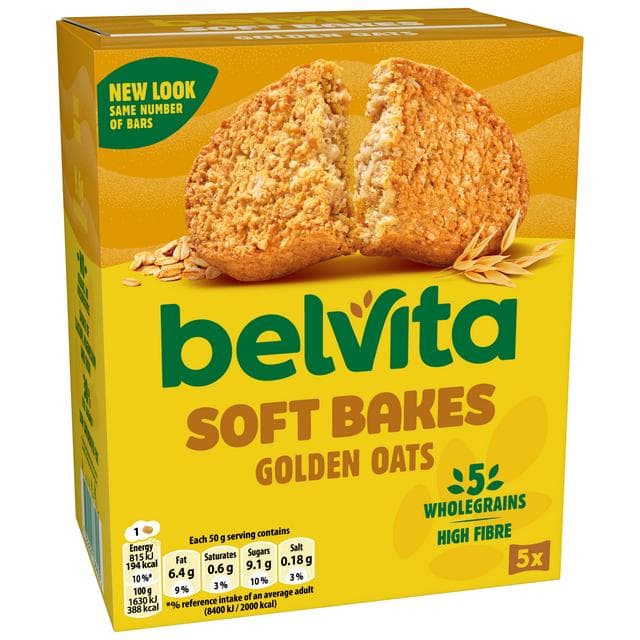 Belvita 5 x 50g Soft Bakes Multipack Golden Oats Cereal Snack Bars - gallery image 4