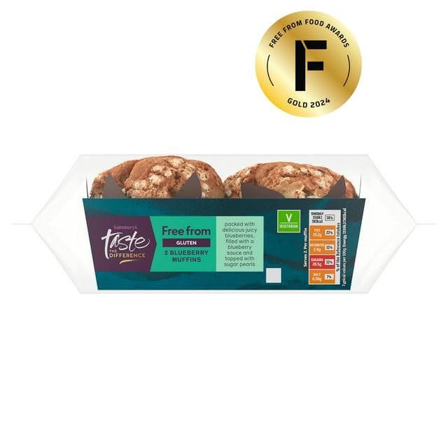 Sainsbury's Free From Blueberry Muffins, Taste the Difference x2 - gallery image 1