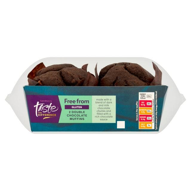 Sainsbury's Free From Chocolate Muffins, Taste the Difference x2 - gallery image 1