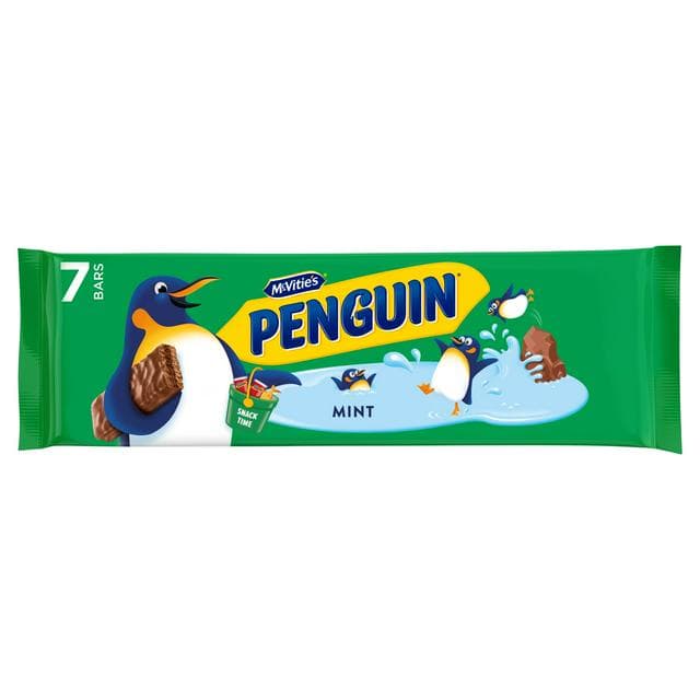 McVitie's Penguin Mint Biscuit Bar 7 x 24.6g - gallery image 1