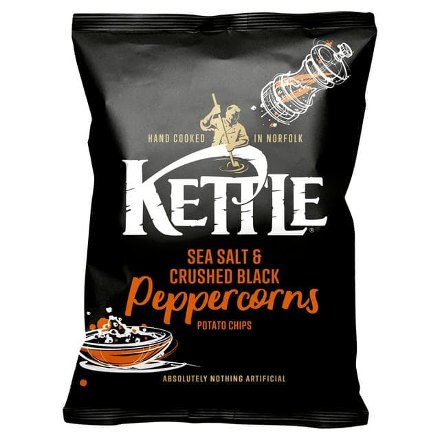Kettle Chips Sea Salt & Crushed Black Peppercorns Sharing Crisps 130g - gallery image 1