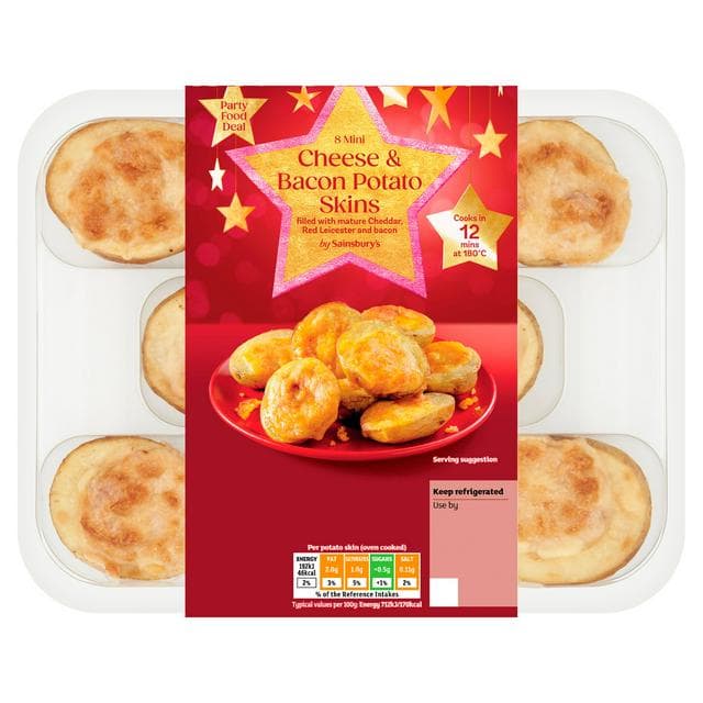Sainsbury's 8 x Mini Cheese & Bacon Potato Skins 224g - gallery image 1